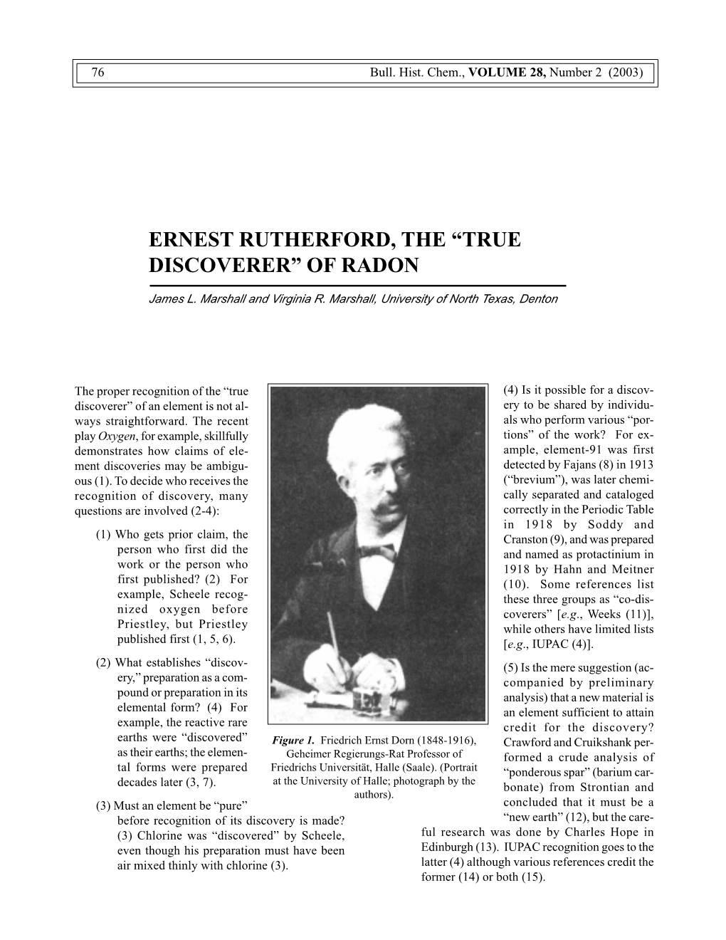 Ernest Rutherford, the “True Discoverer” of Radon