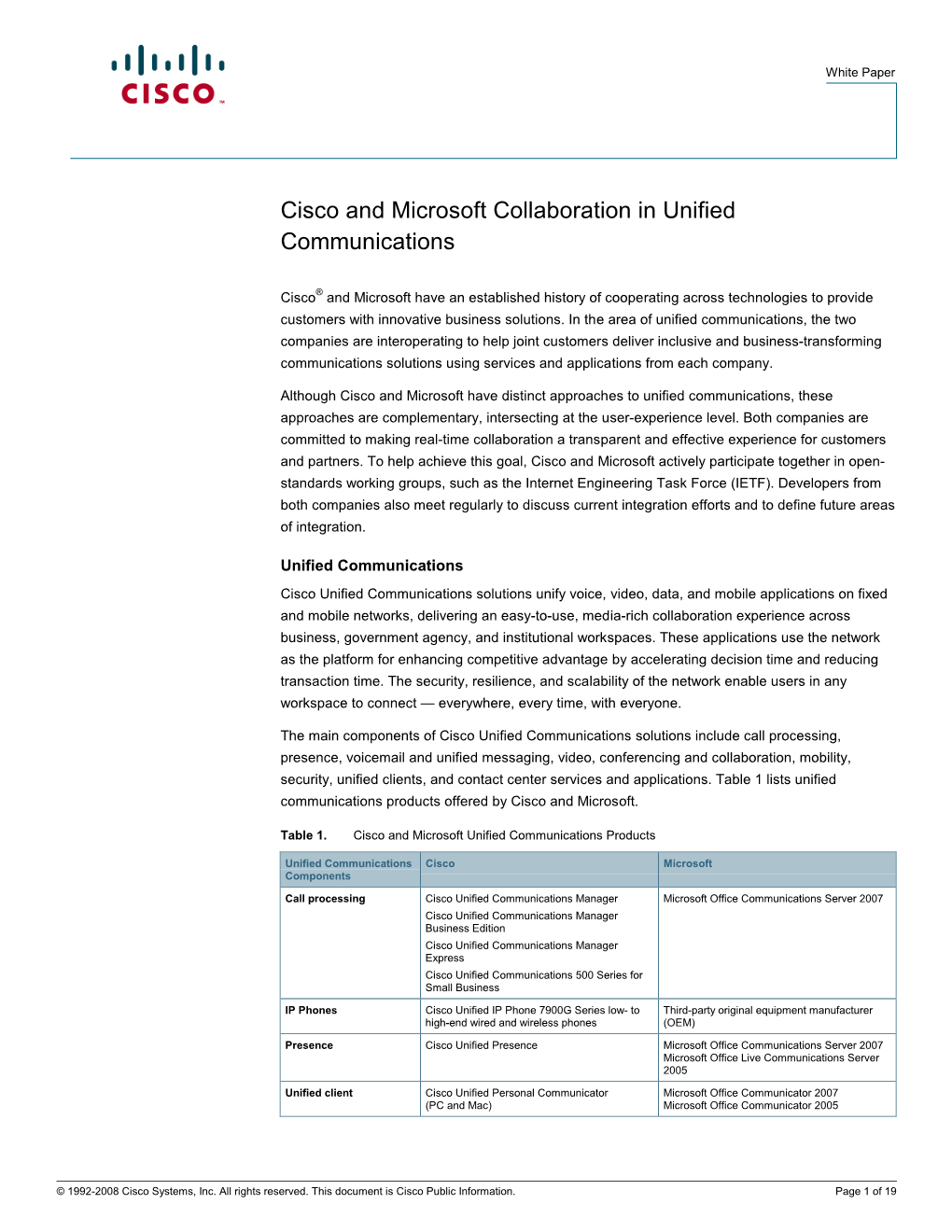 Cisco and Microsoft Collaboration in Unified Communications