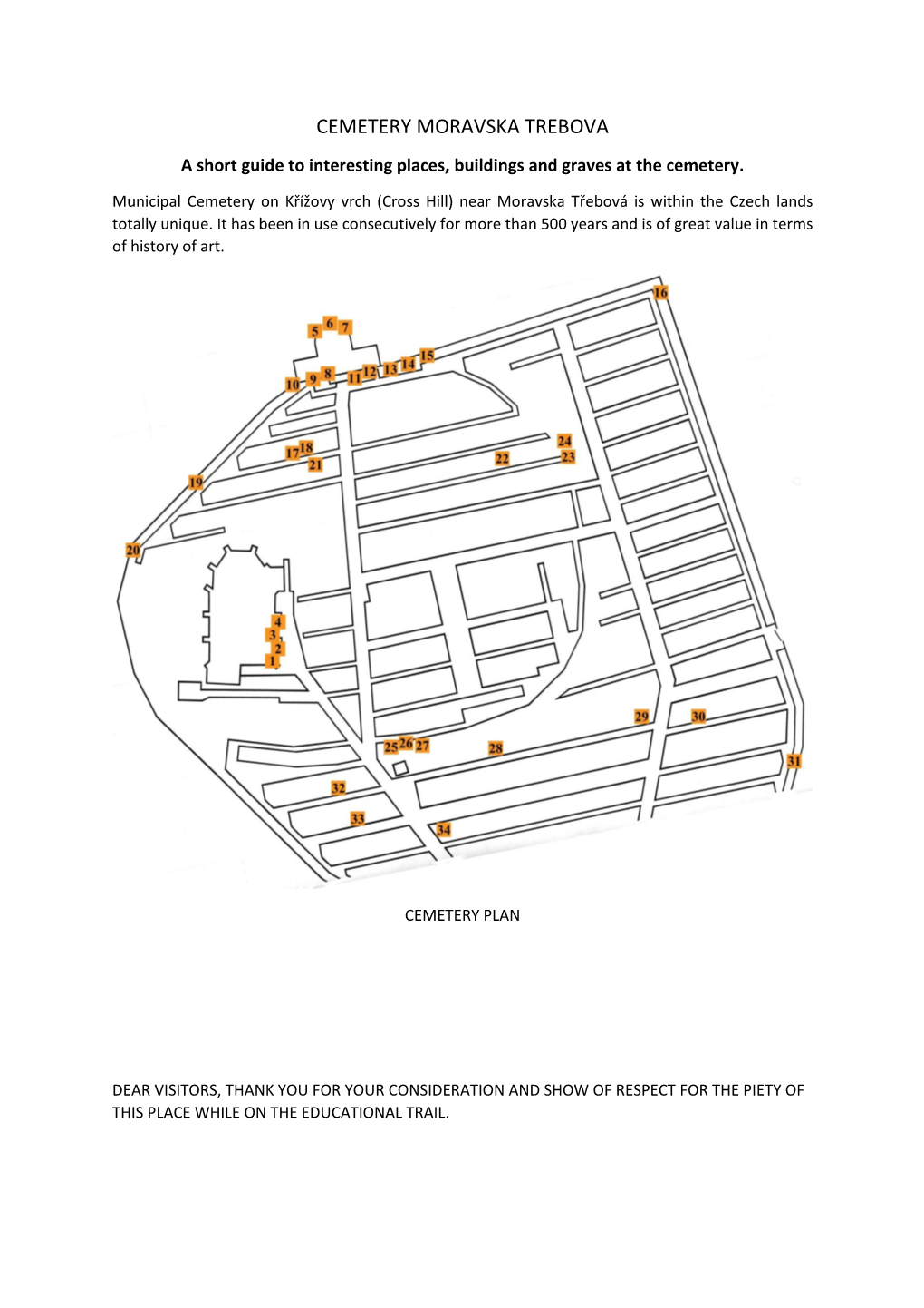 CEMETERY MORAVSKA TREBOVA a Short Guide to Interesting Places, Buildings and Graves at the Cemetery