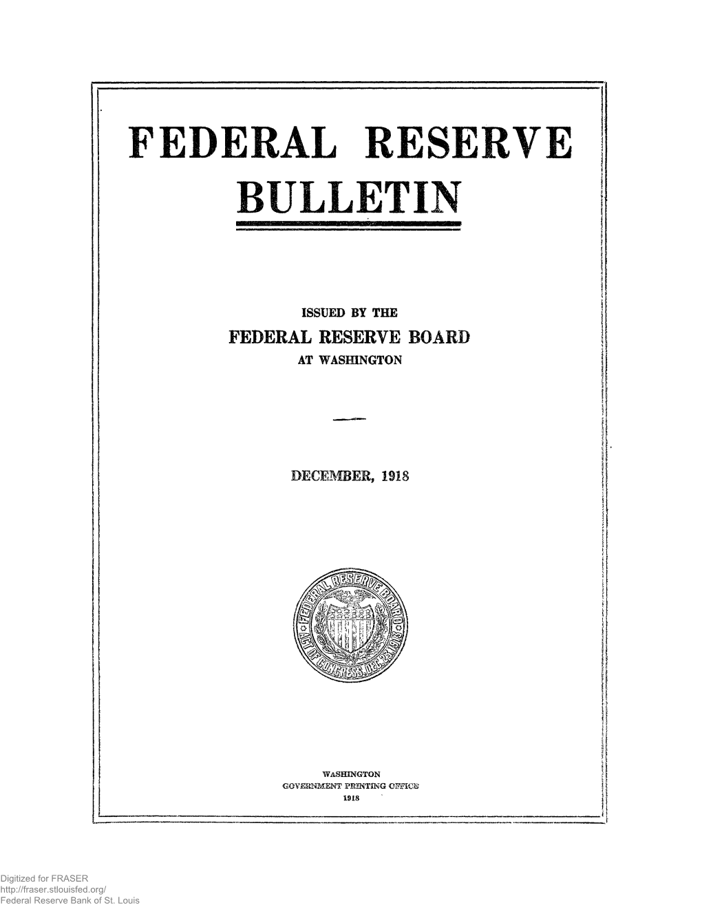 Federal Reserve Bulletin December 1918