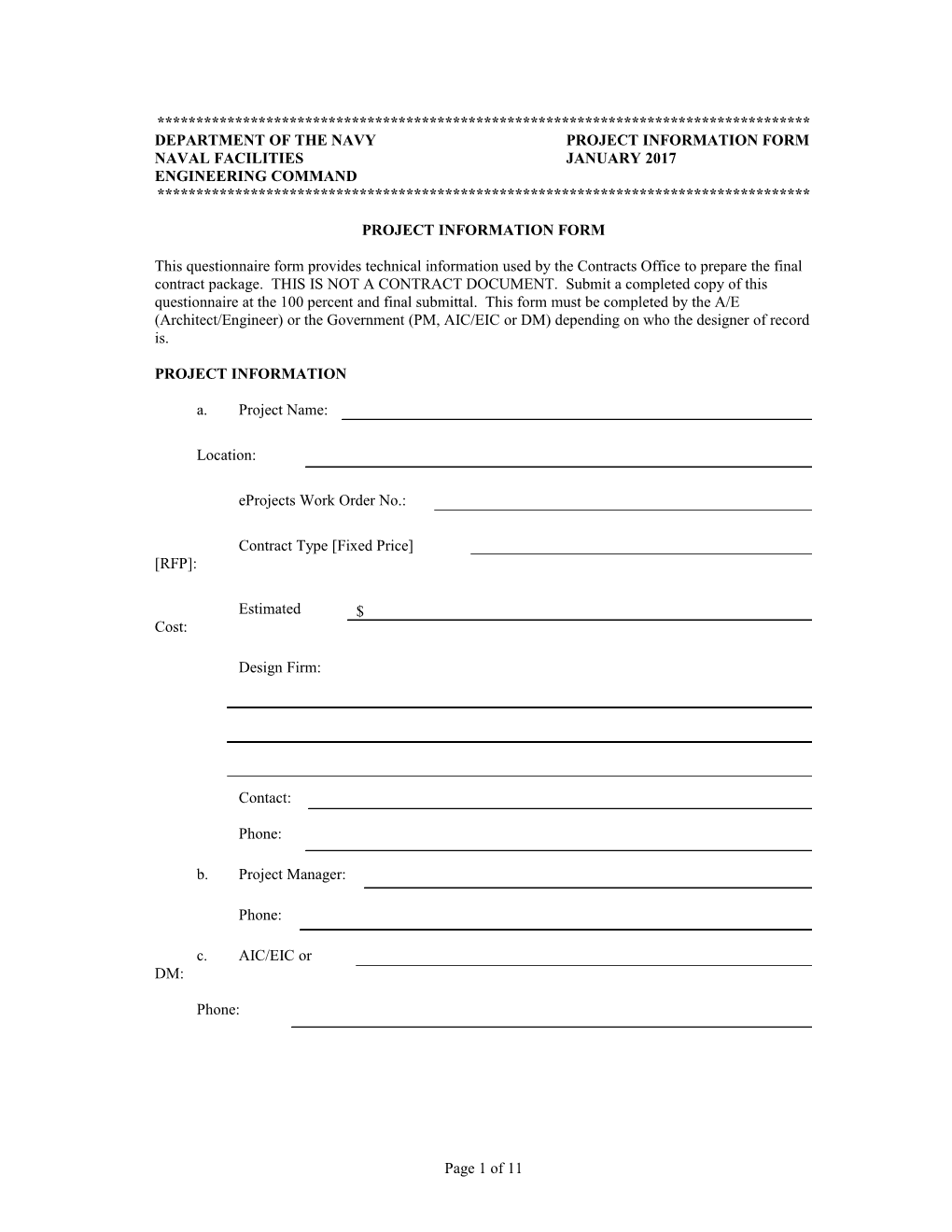 Project Information Form
