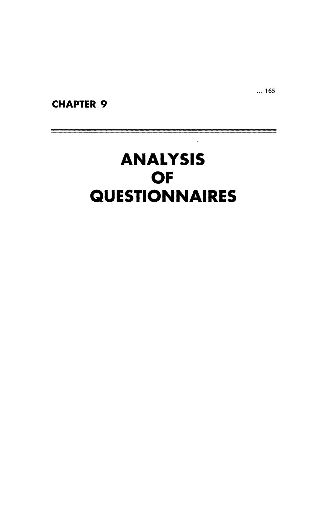 Analysis of Questionnaires