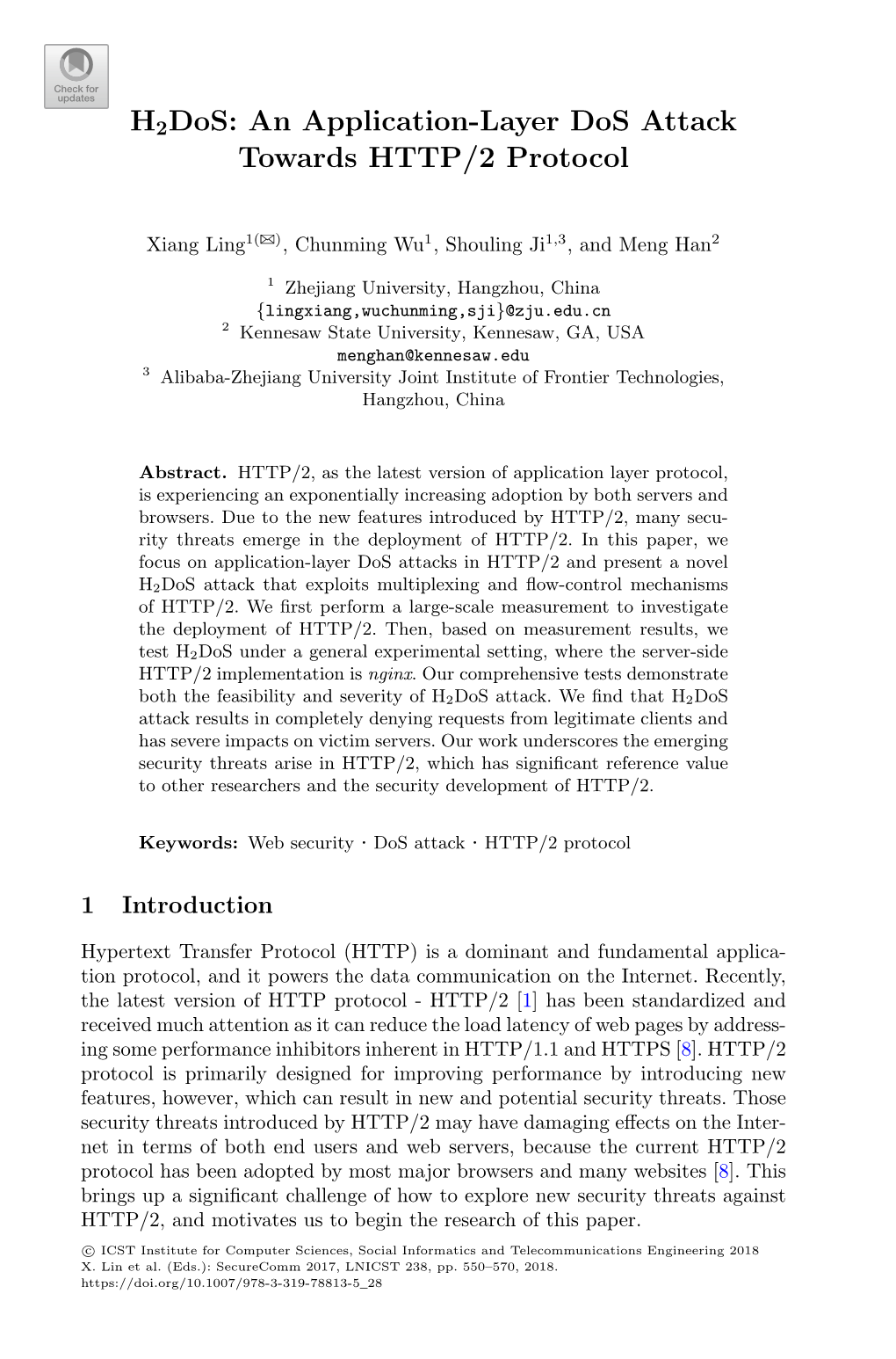 Hdos: an Application-Layer Dos Attack Towards HTTP/2