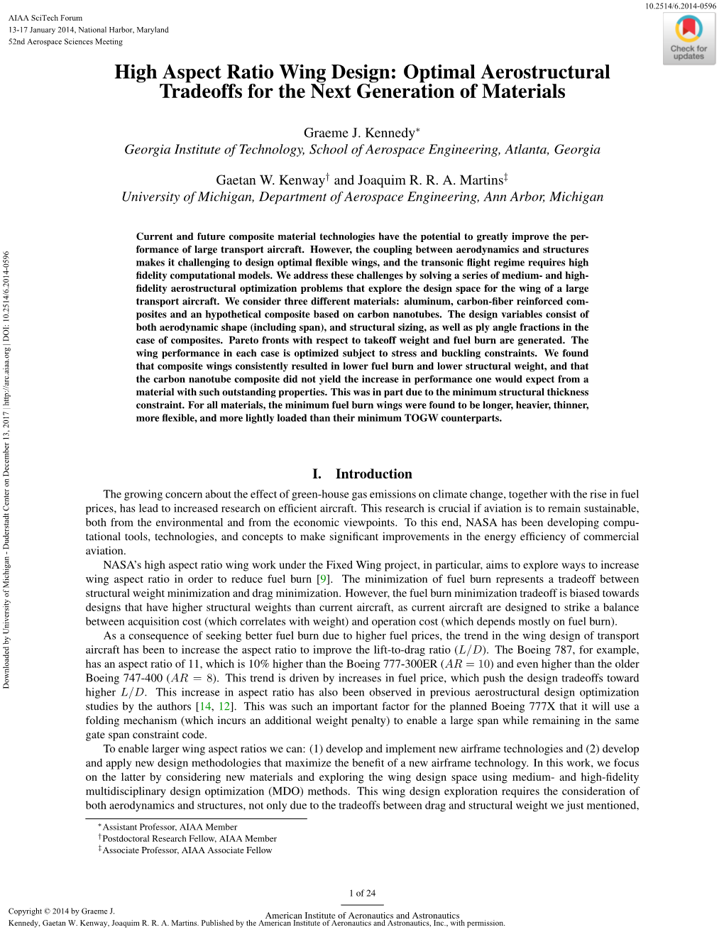 High Aspect Ratio Wing Design: Optimal Aerostructural Tradeoffs for the Next Generation of Materials