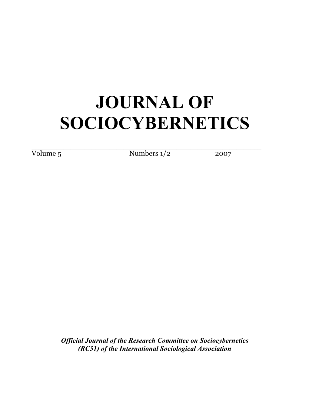 Journal of Sociocybernetics