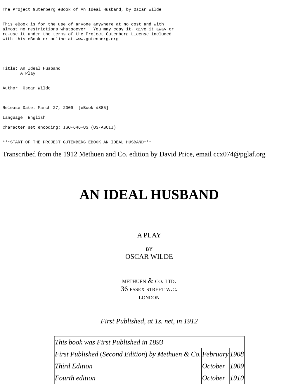 An Ideal Husband, by Oscar Wilde