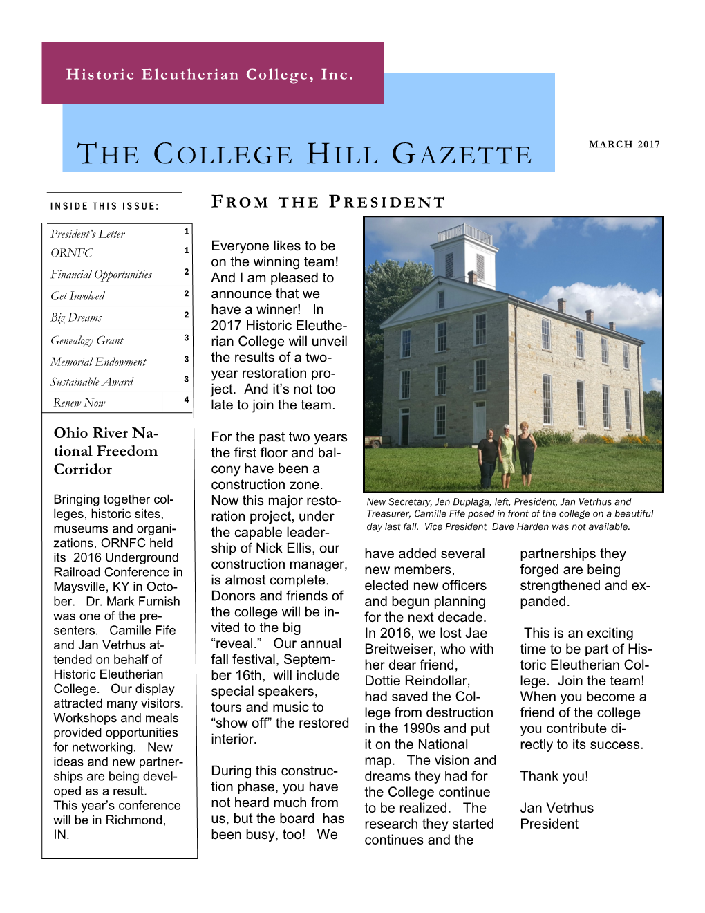 The College Hill Gazette March 2017