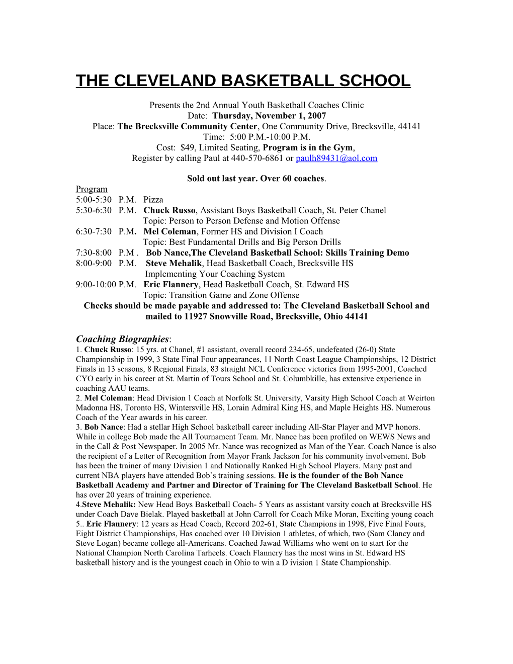 The Cleveland Basketball School-Banner