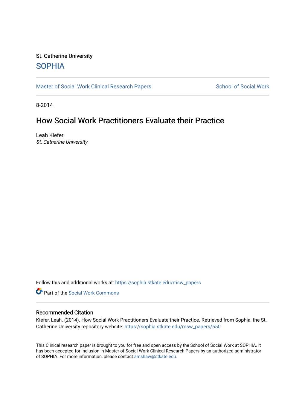 How Social Work Practitioners Evaluate Their Practice