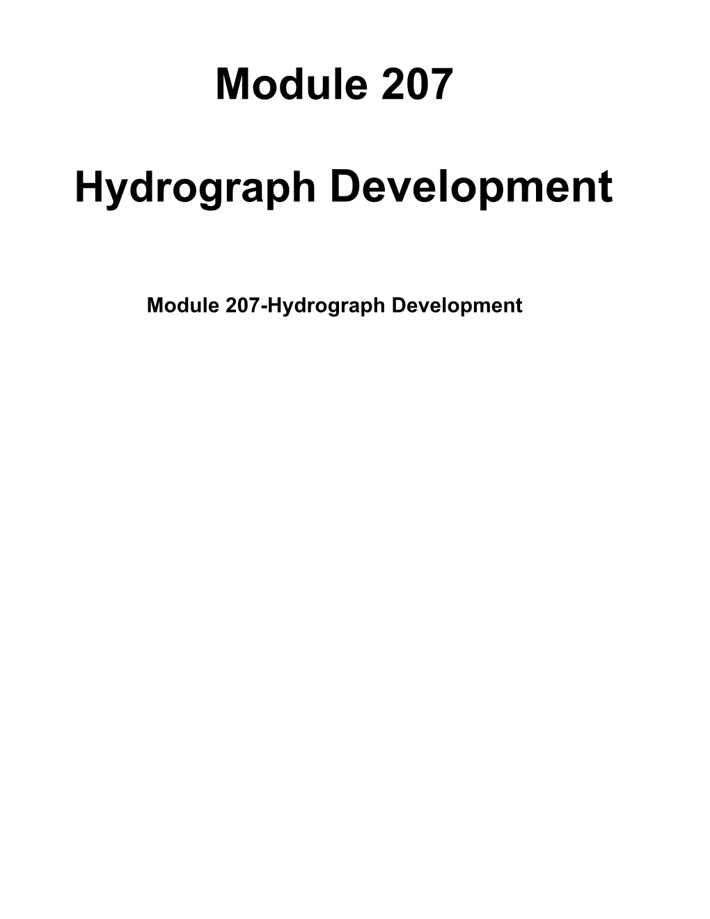 Module 207-Hydrograph Development