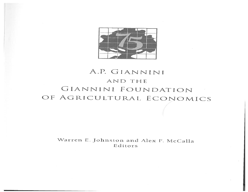 AP Giannini and the Giannini Foundation of Agricultural Economics