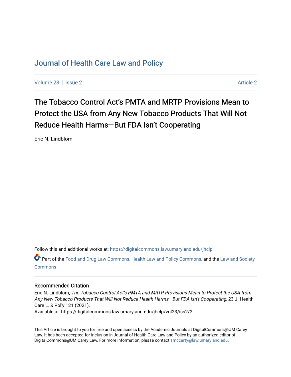 The Tobacco Control Act's PMTA and MRTP Provisions Mean to Protect