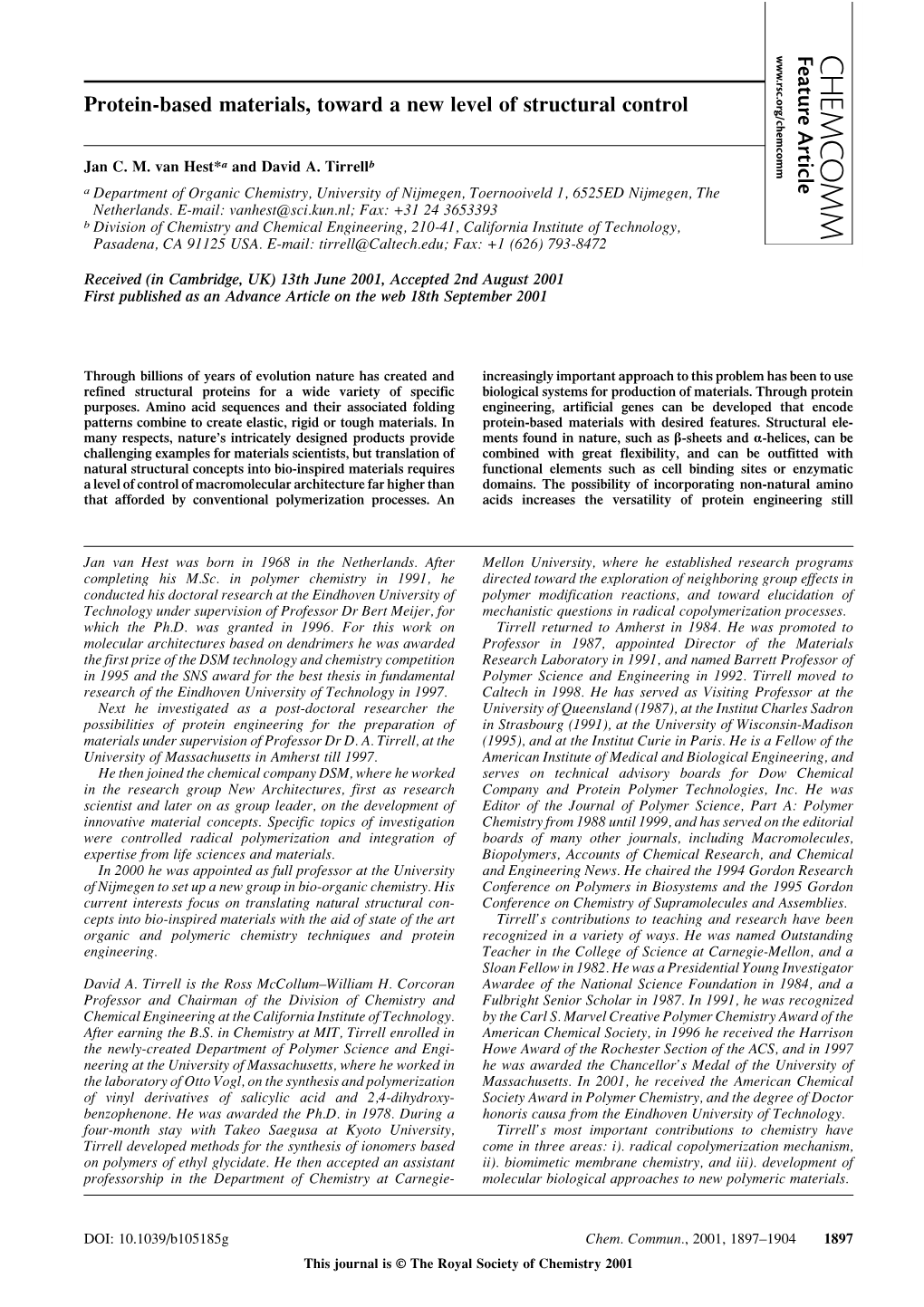 CHEMCOMM 1897 Feature Article -Helices, Can Be a , 2001, 1897–1904 -Sheets and B Chem