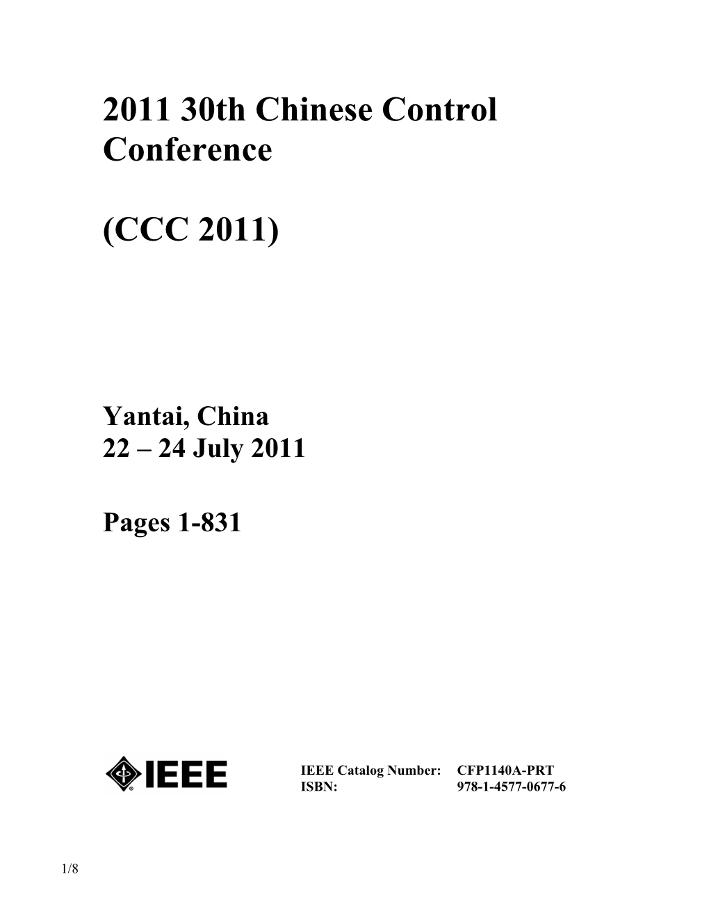 2011 30Th Chinese Control Conference