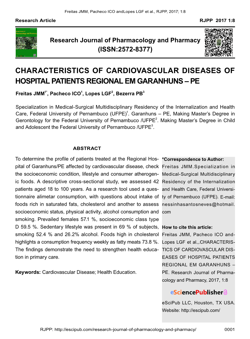 Characteristics of Cardiovascular Diseases of Hospital Patients Regional Em Garanhuns – Pe