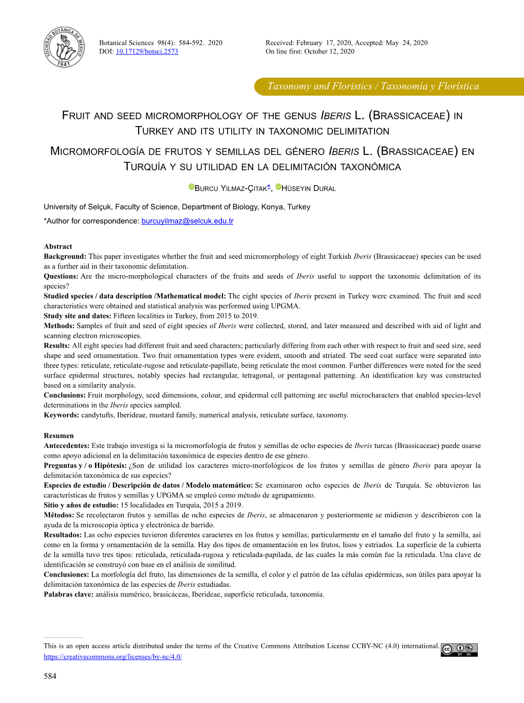 Taxonomy and Floristics / Taxonomía Y Florística