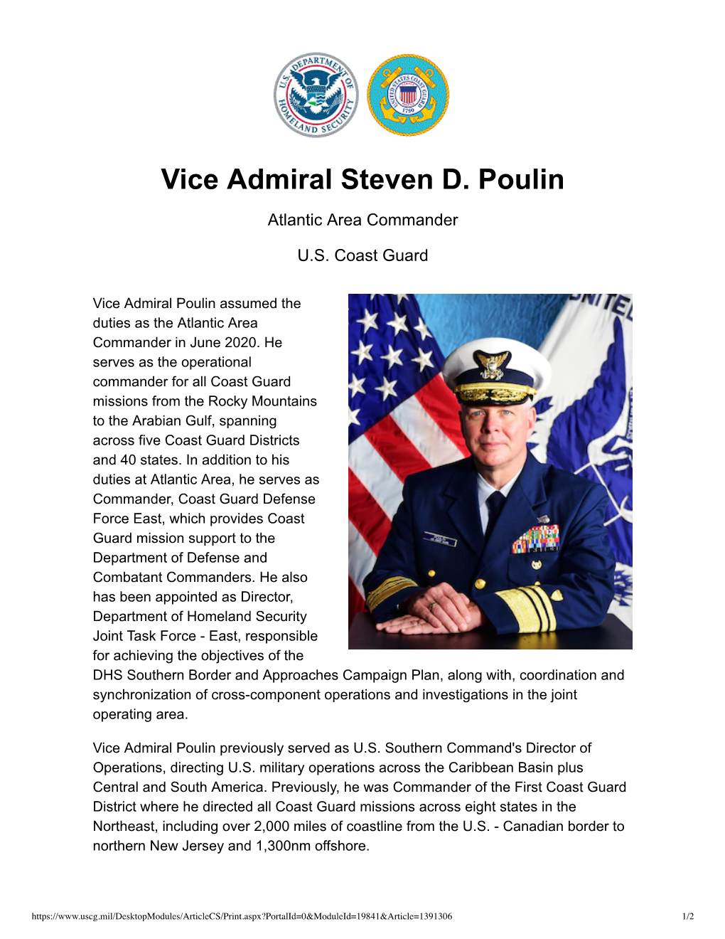 Vice Admiral Steven D. Poulin