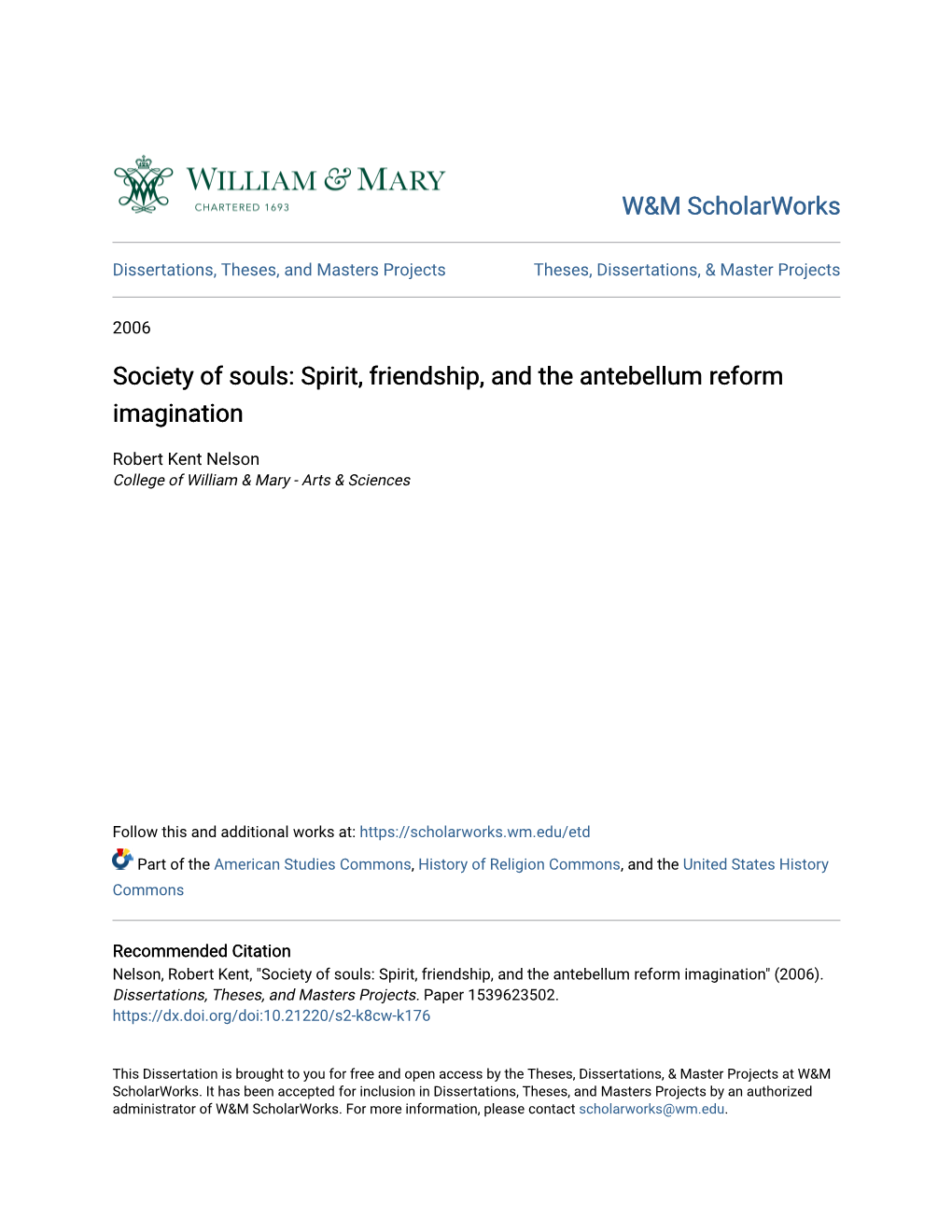 Spirit, Friendship, and the Antebellum Reform Imagination