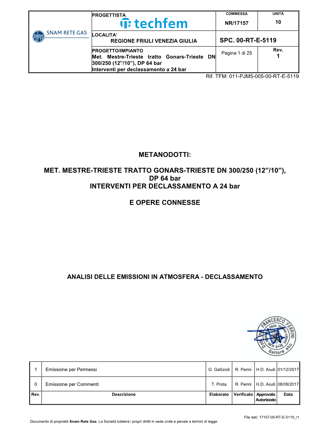 Metanodotti: Met. Mestre-Trieste Tratto