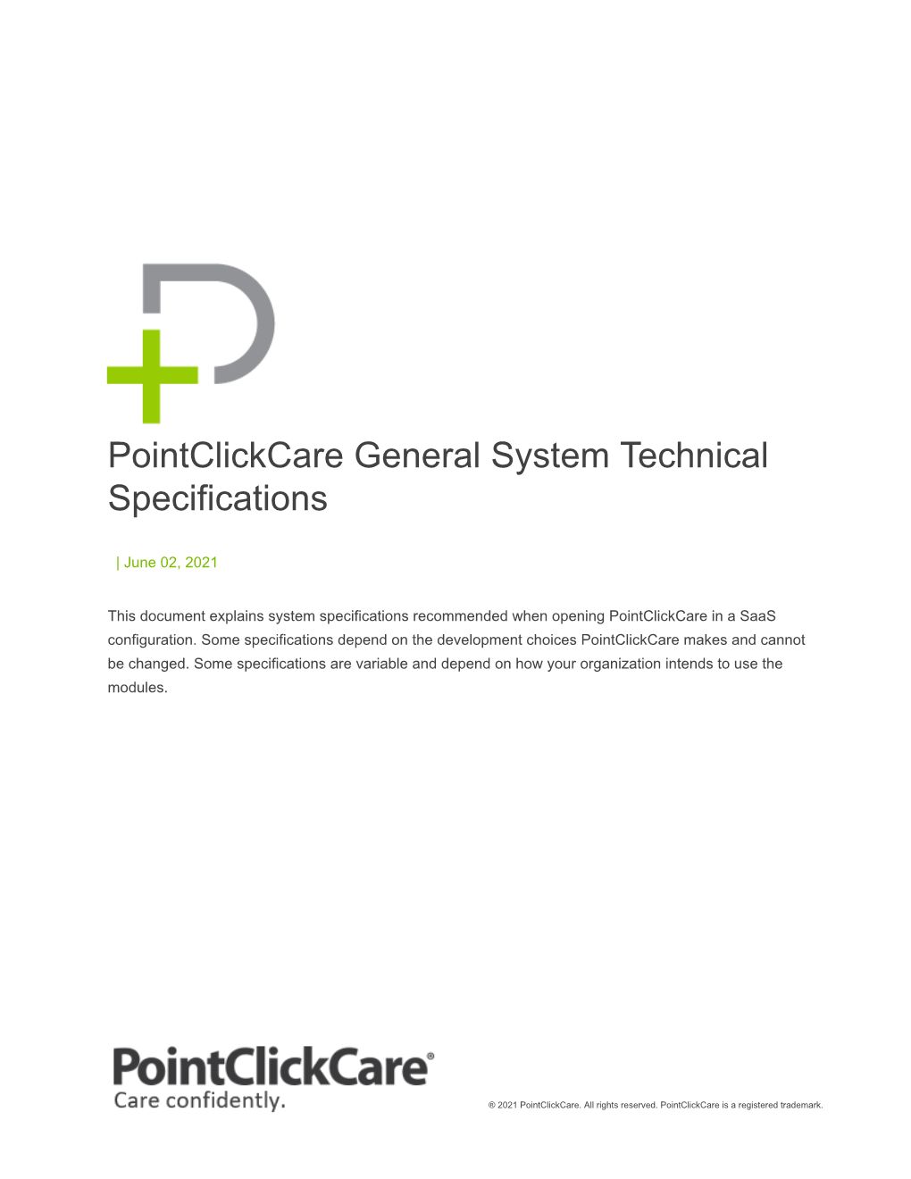 Pointclickcare General System Technical Specifications