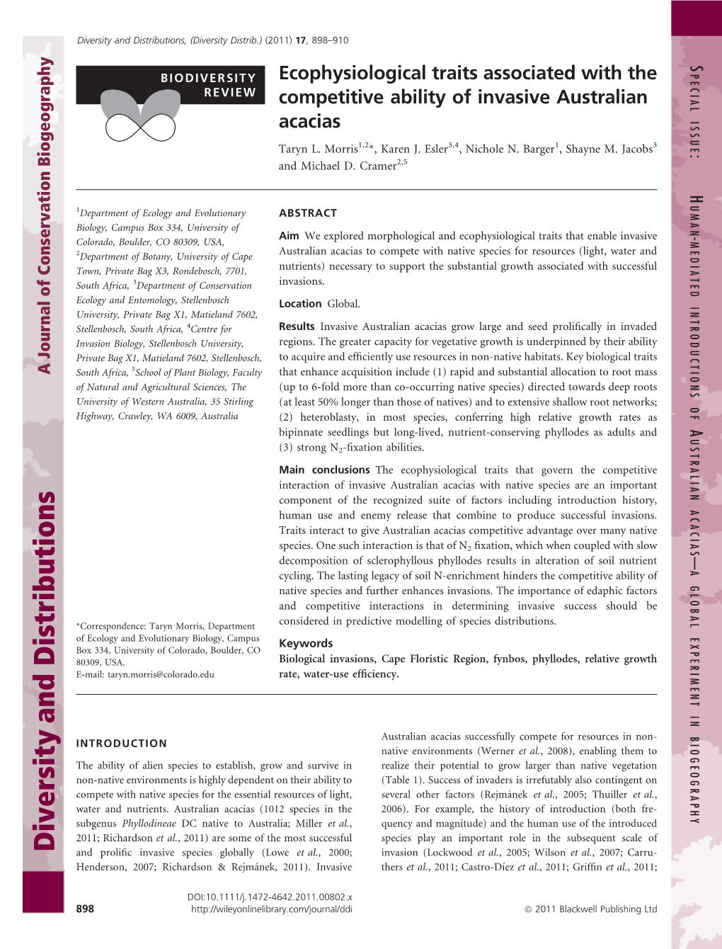 Ecophysiological Traits Associated with the Competitive Ability of Invasive