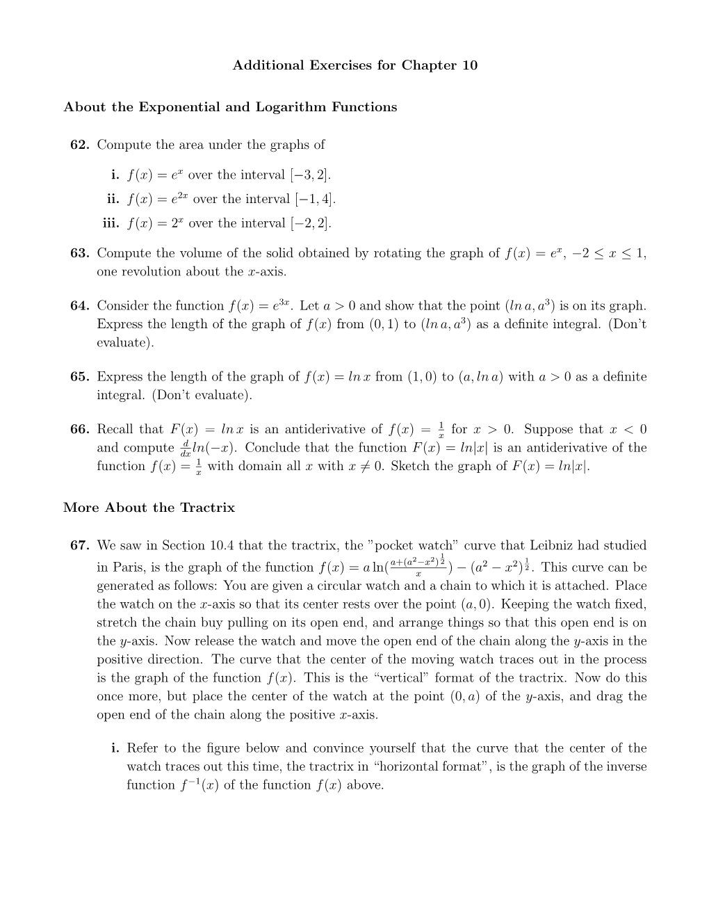 Additional Exercises for Chapter 10