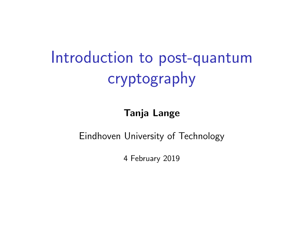 Introduction to Post-Quantum Cryptography
