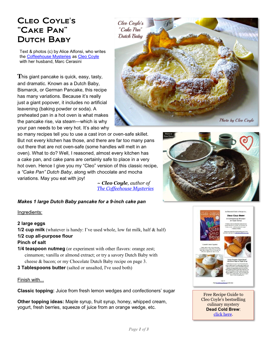 “Cake Pan” Dutch Baby