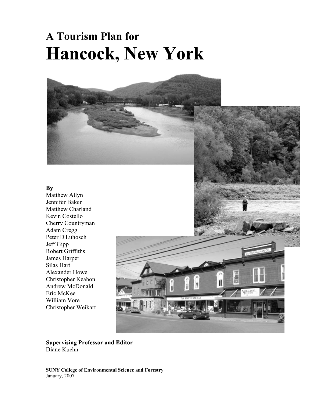 A Tourism Plan for Hancock, NY