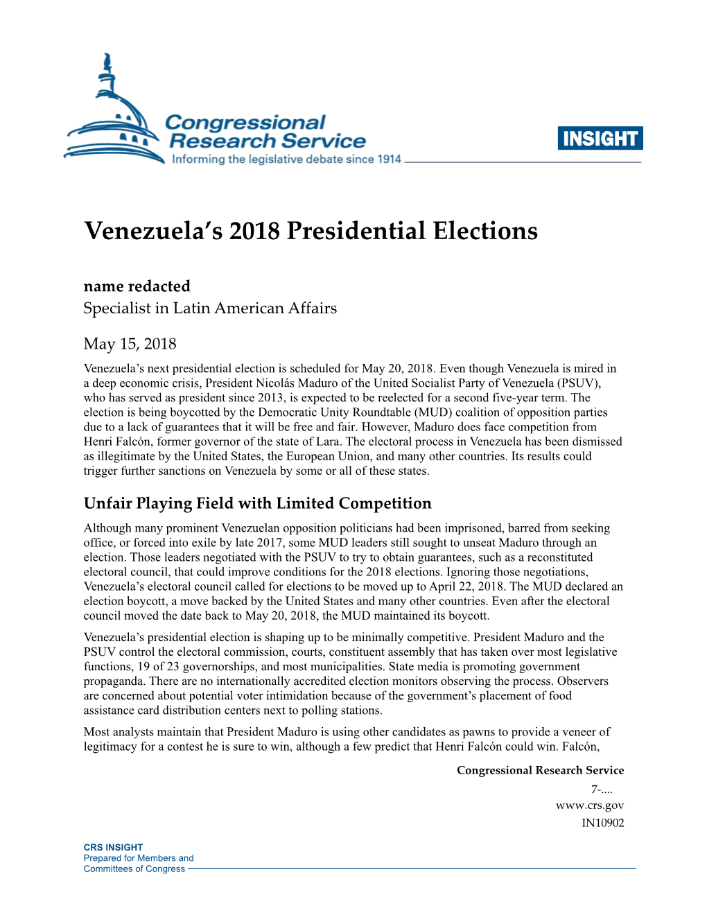 Venezuela's 2018 Presidential Elections