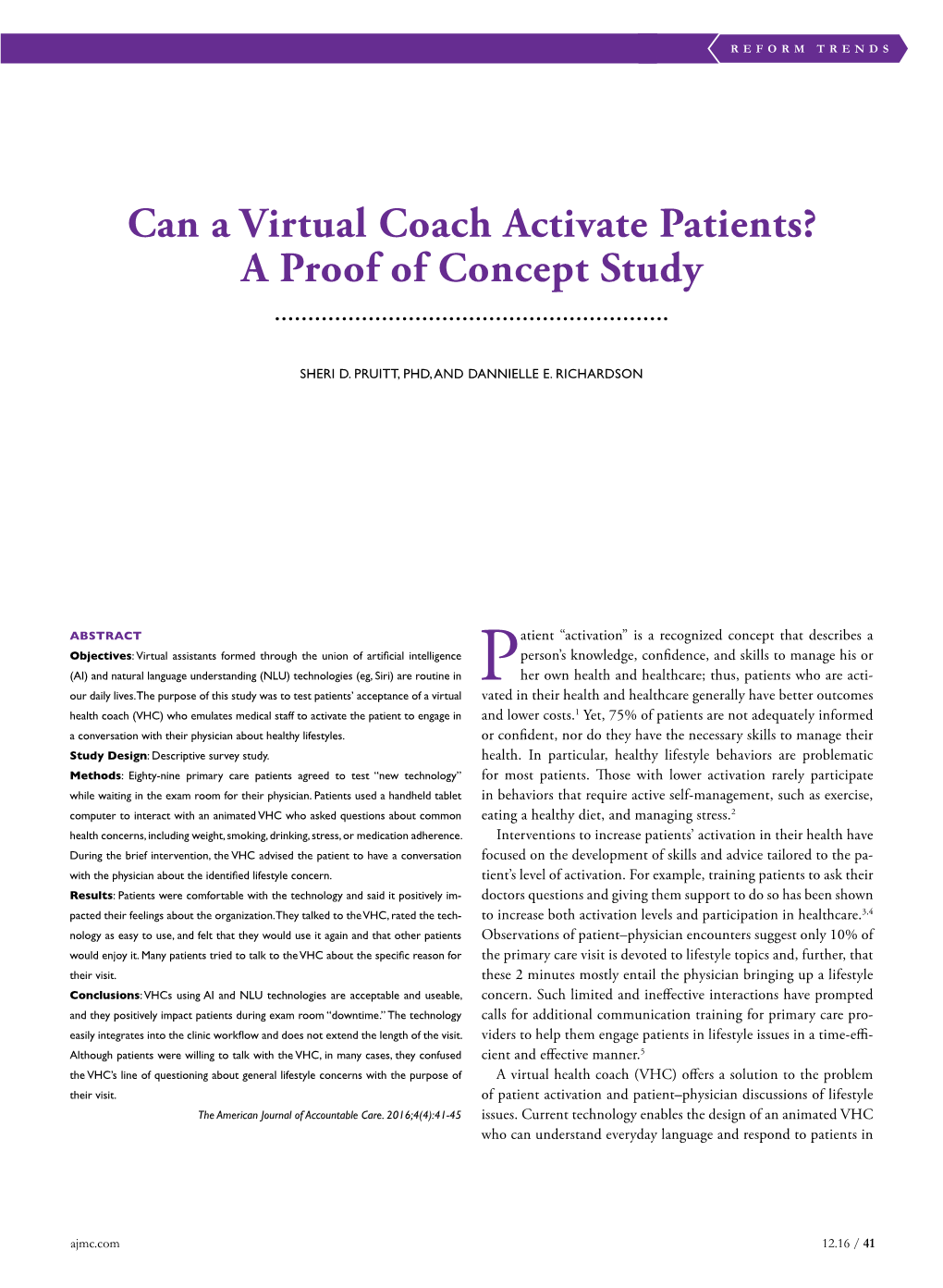 Can a Virtual Coach Activate Patients? a Proof of Concept Study