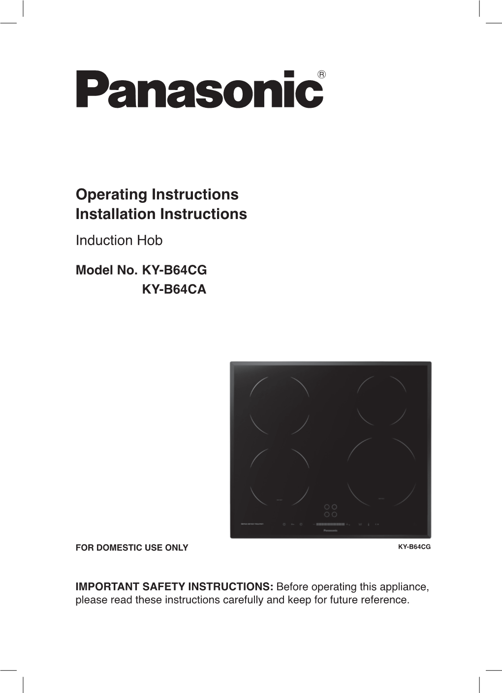 Operating Instructions Installation Instructions Induction Hob