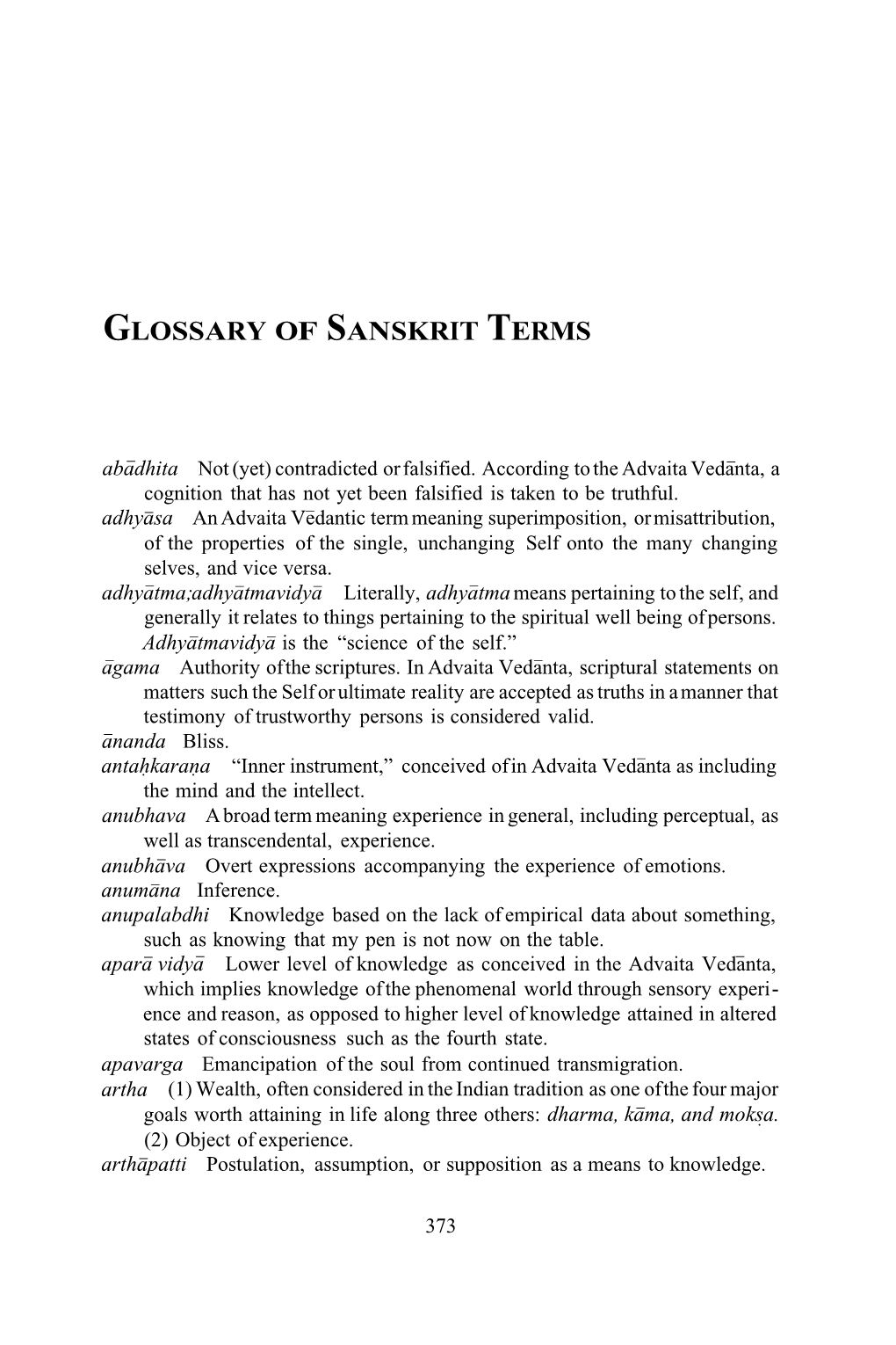 Glossary of Sanskrit Terms