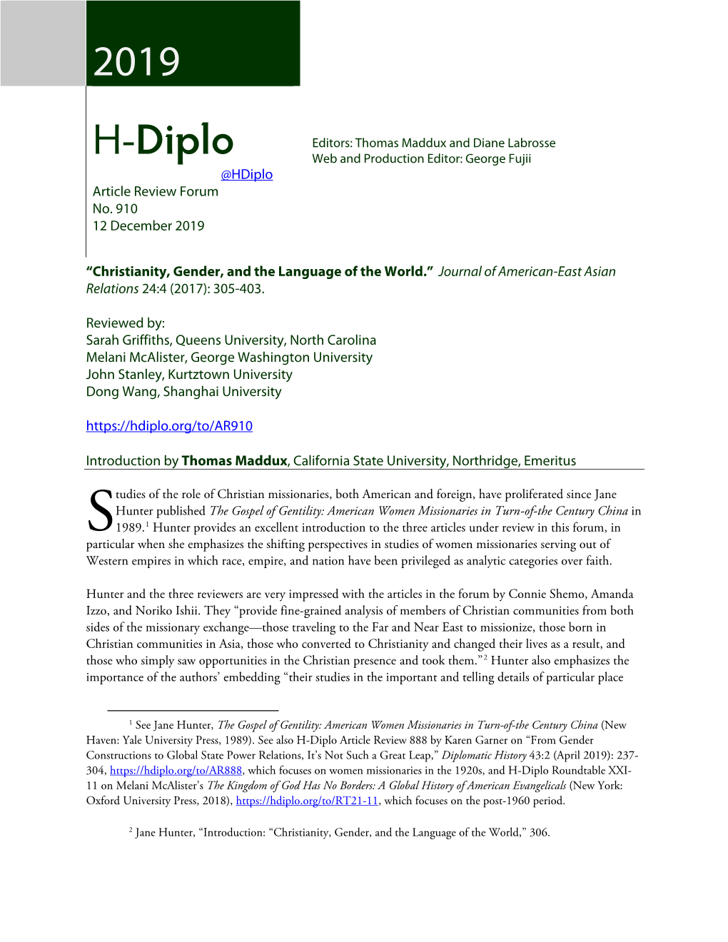 H-Diplo Article Review 20 19