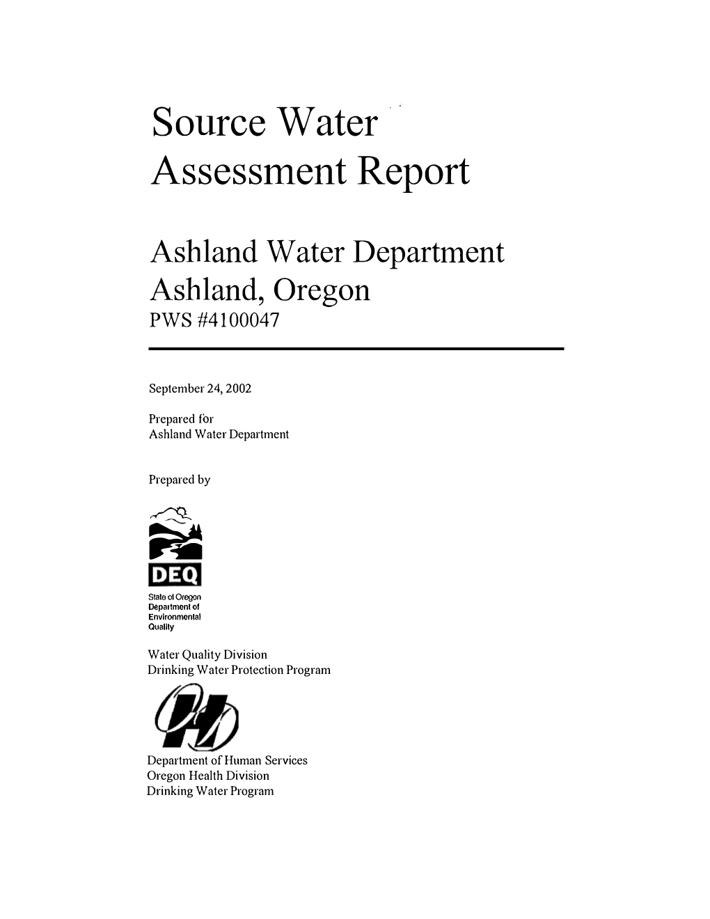 Source Water Assessment Report