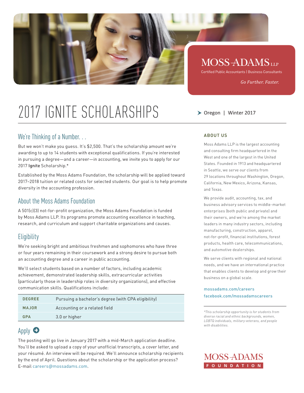 Moss Adams HRX160801 Ignite Scholarships Flyer