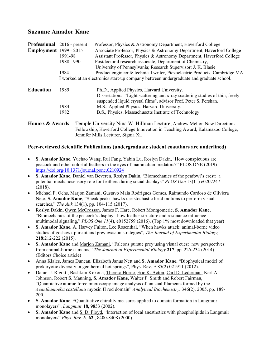 Download Suzanne Amador Kane CV