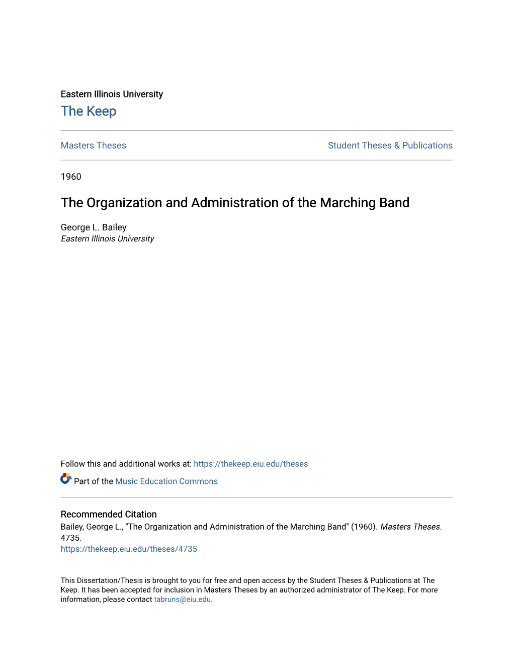 The Organization and Administration of the Marching Band