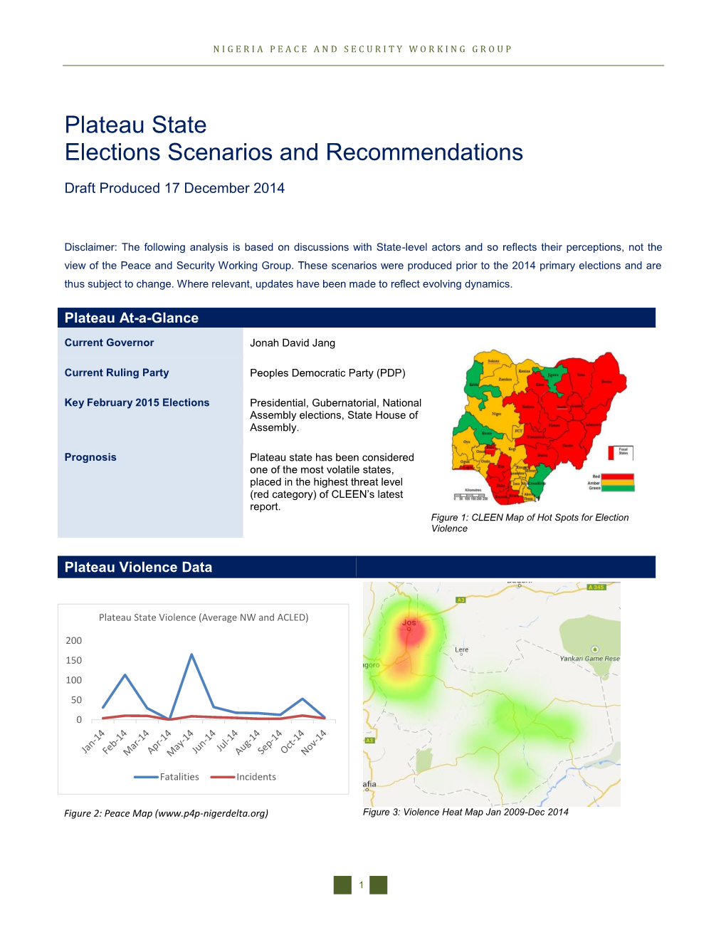 Plateau State Elections Scenarios and Recommendations