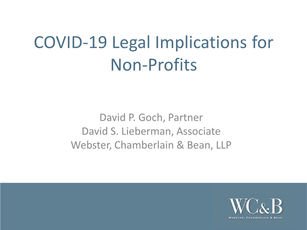 COVID-19 Legal Implications for Non-Profits