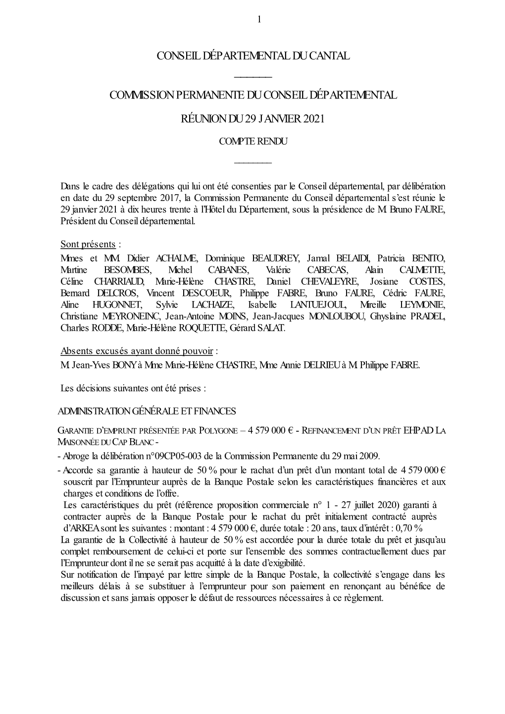 Conseil Départemental Du Cantal Commission
