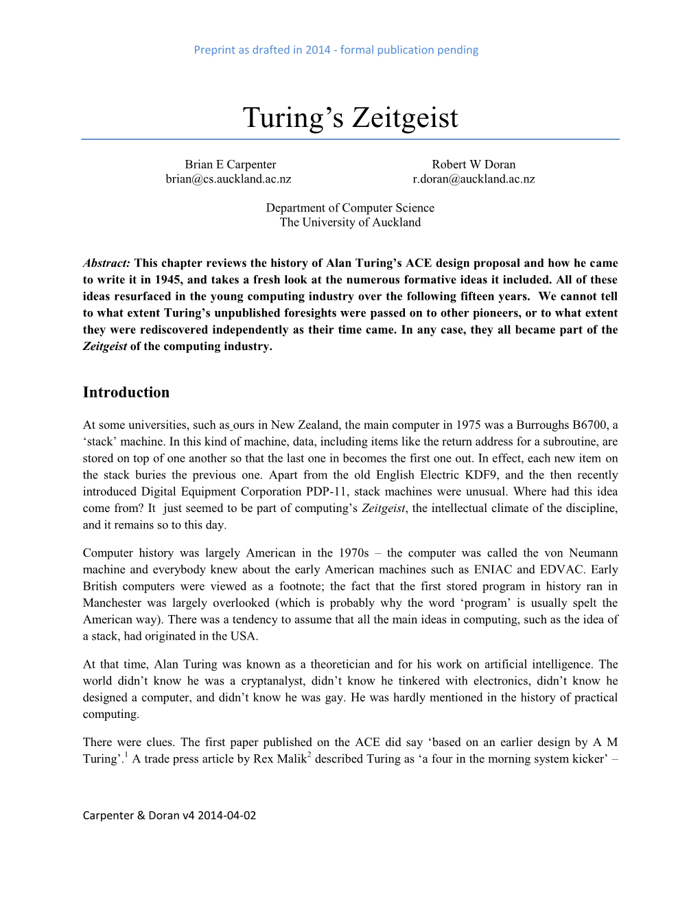 Turing's Zeitgeist