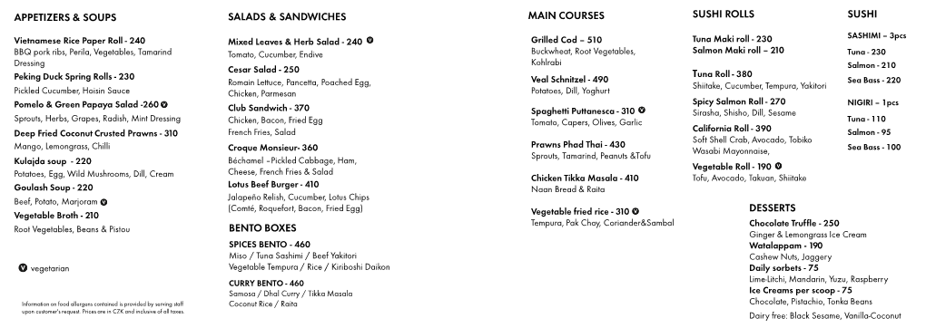 Appetizers & Soups Salads & Sandwiches Desserts Bento Boxes Sushi Sushi Rolls Main Courses