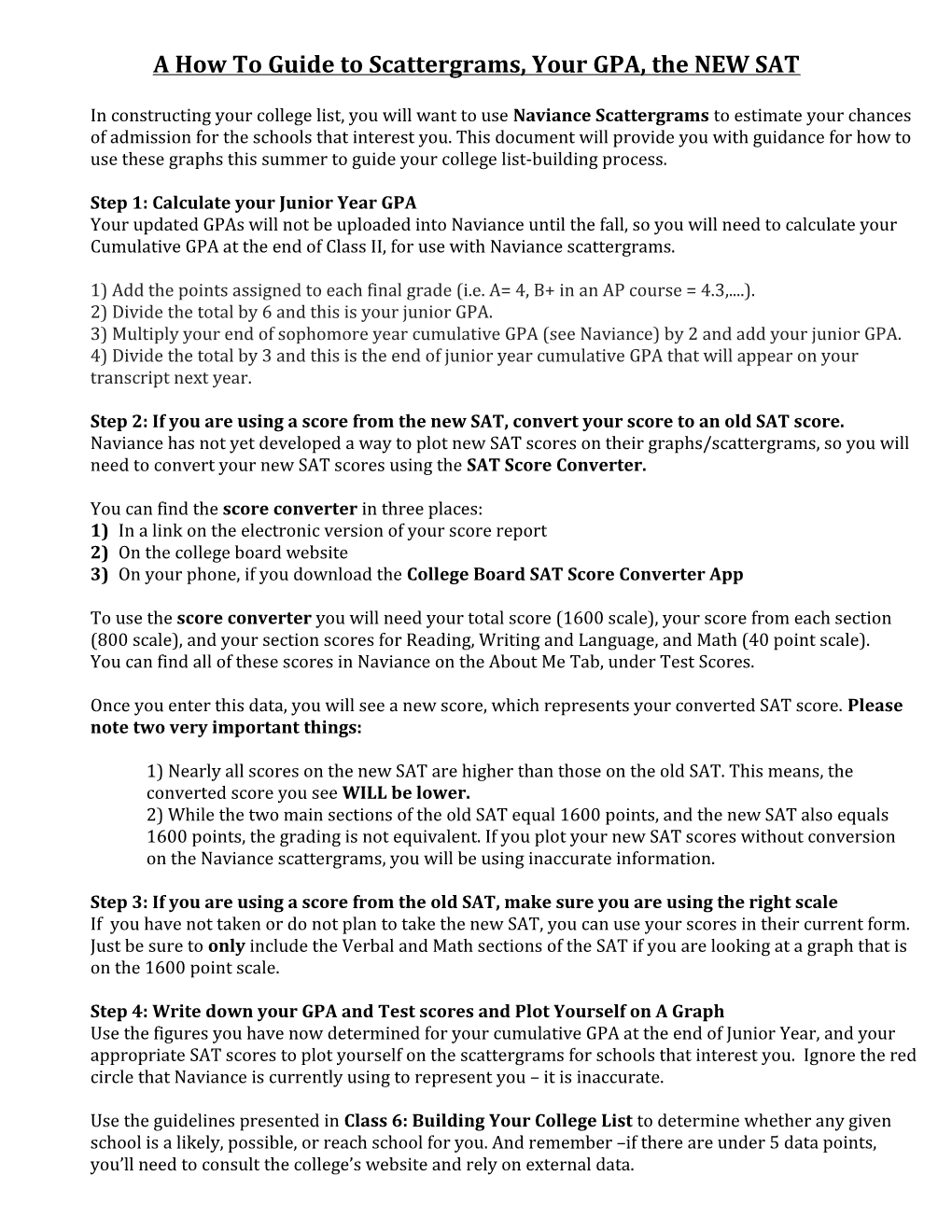 A How to Guide to Scattergrams, Your GPA, the NEW SAT