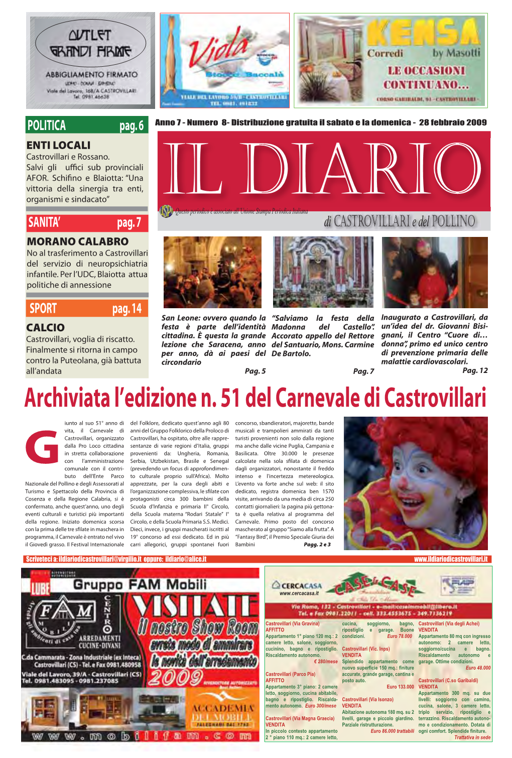 Archiviata L'edizione N. 51 Del Carnevale Di Castrovillari