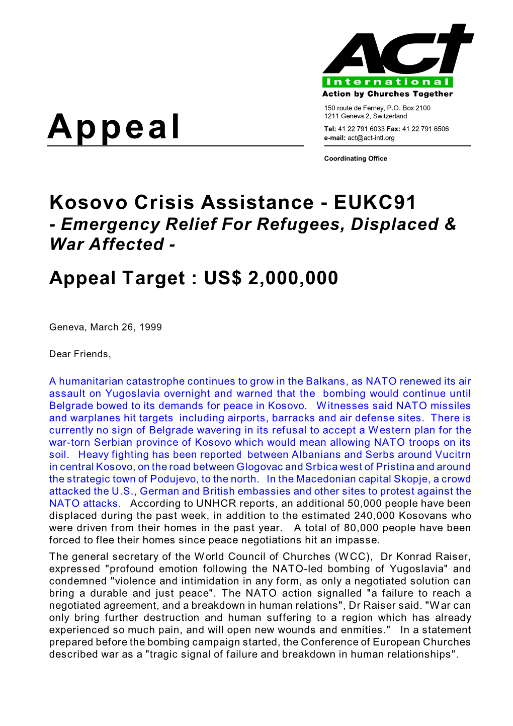 Kosovo Appeal