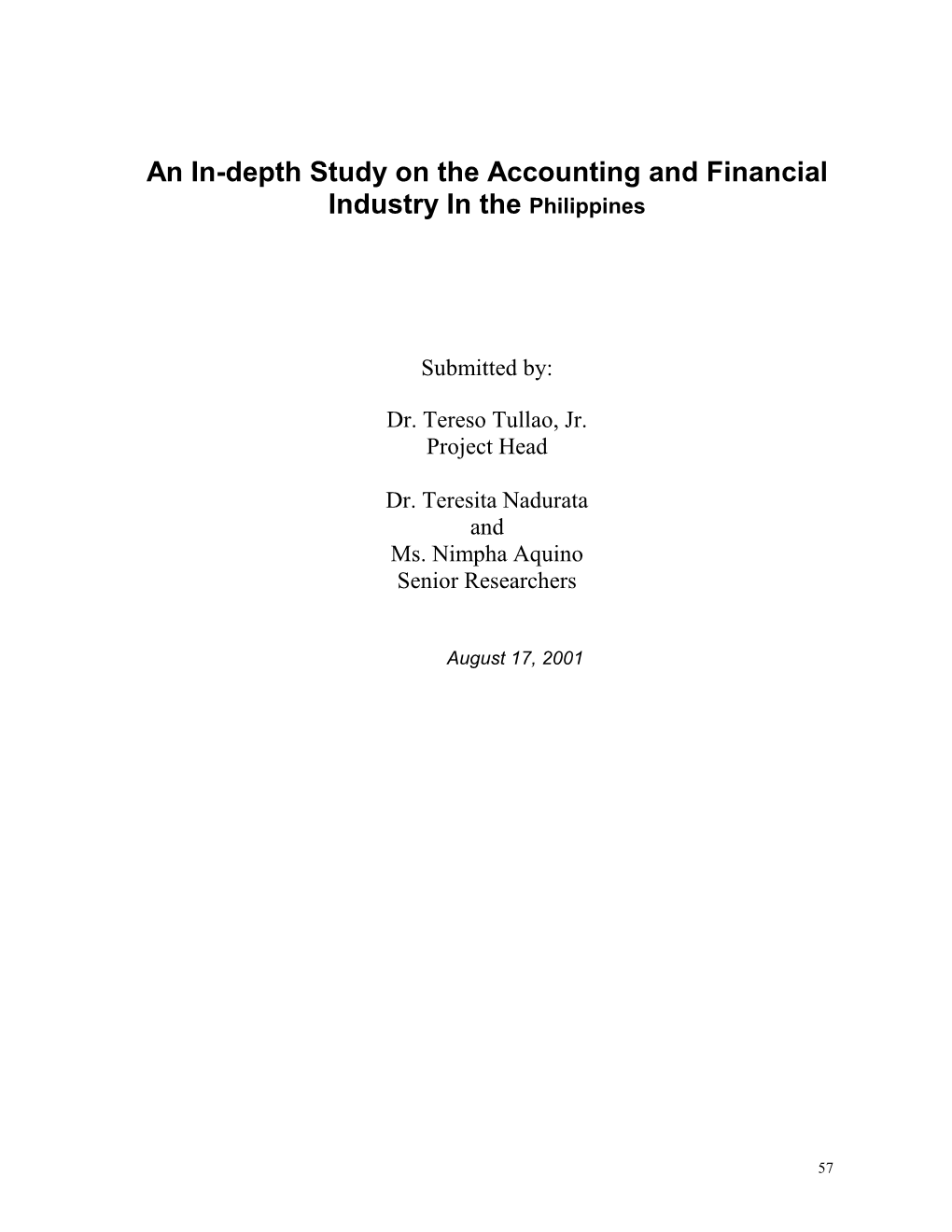 An In-Depth Study on the Accounting and Financial Industry in the Philippines