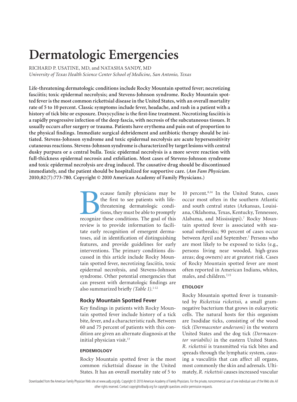 Dermatologic Emergencies RICHARD P