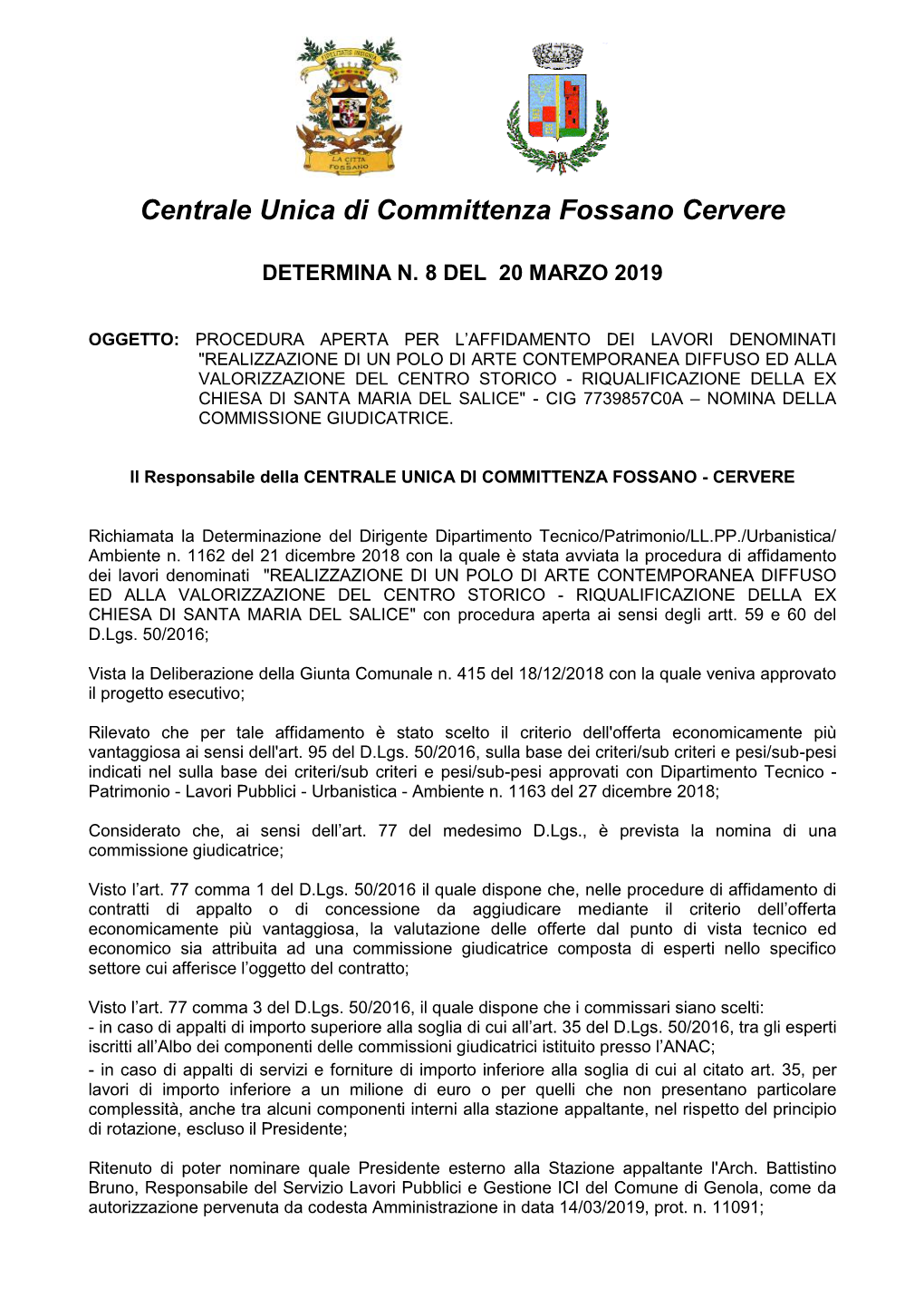 Centrale Unica Di Committenza Fossano Cervere