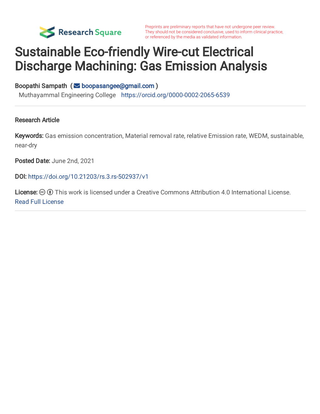 Sustainable Eco-Friendly Wire-Cut Electrical Discharge Machining: Gas Emission Analysis